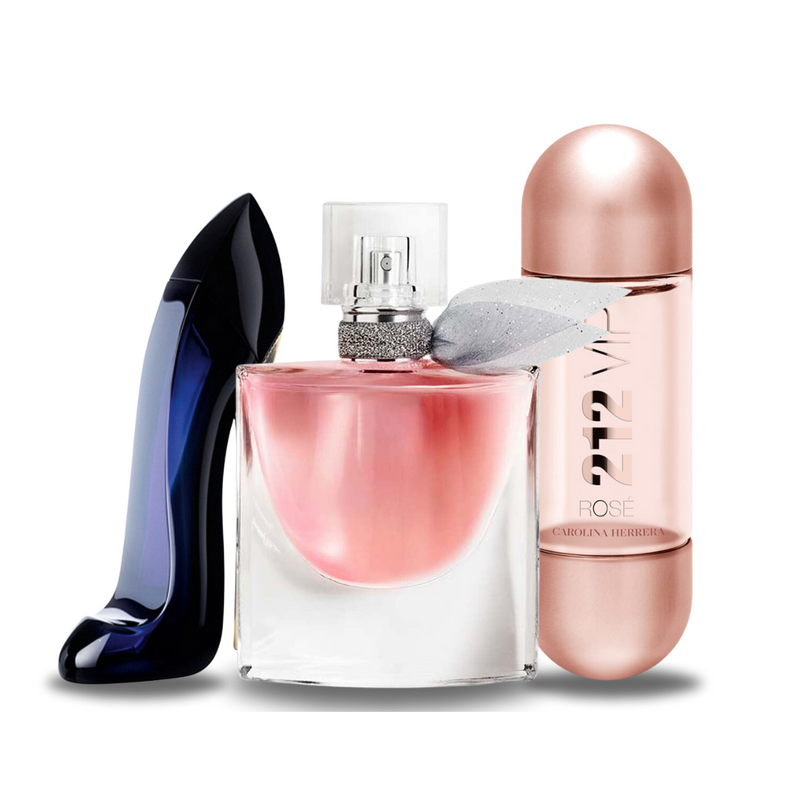PACK DE 3 PERFUMES: GOOD GIRL, LANCÔME LA VIE EST BELLE, 212 VIP ROSÉ 100ML