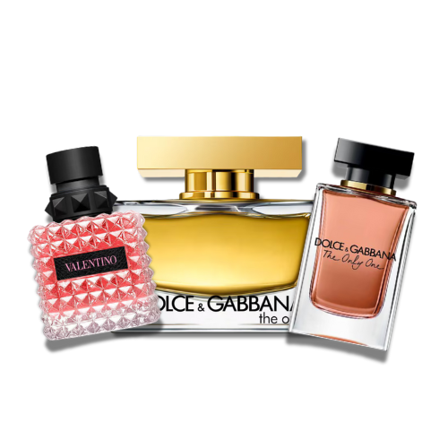 PACK DE 3 PERFUMES: THE ONE DOLCE GABBANA, THE ONLY ONE DOLCE GABBANA, VALENTINO BORN IN ROMA DONNA – 100 ML